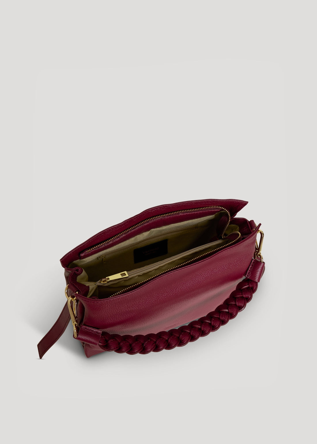 Burgundy Dollar Leather Braid Bag