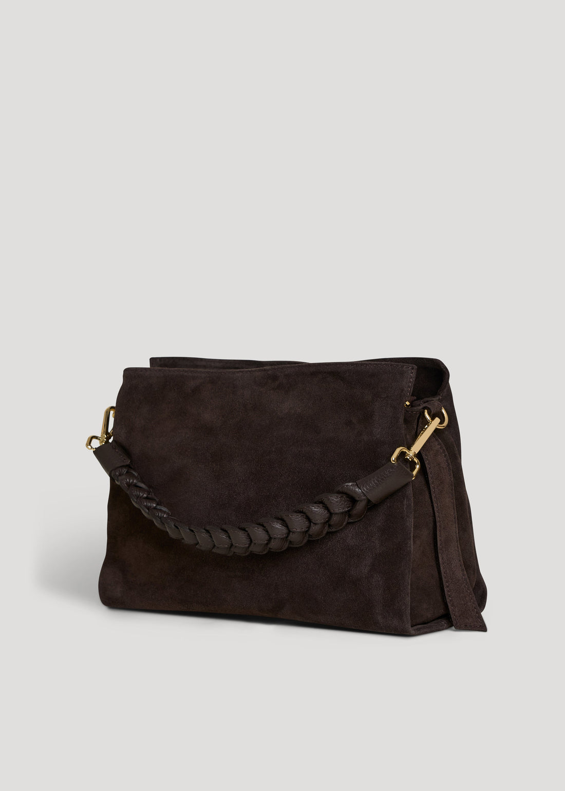 Braid Bag in Dark Brown Suede and Dollar Leather