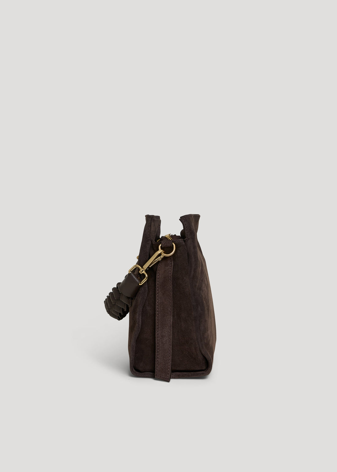 Braid Bag in Dark Brown Suede and Dollar Leather