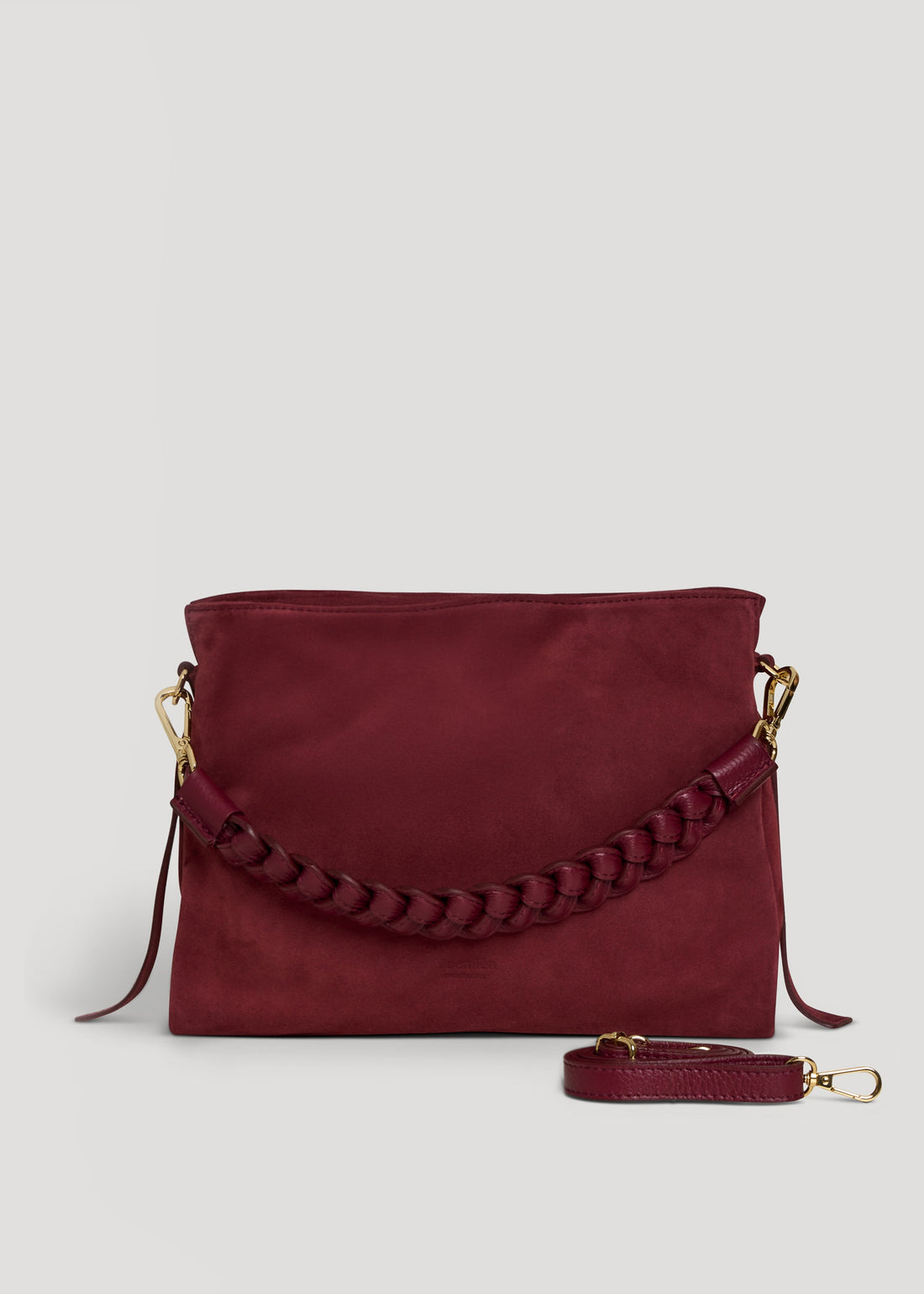 Braid Bag in Burgundy Suede and Dollar Leather
