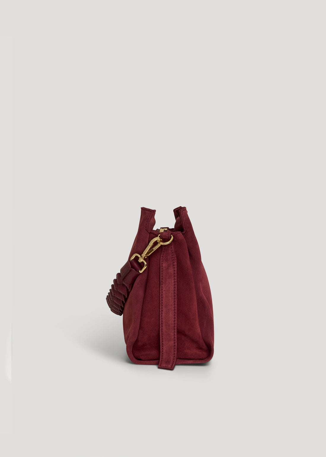Braid Bag in Burgundy Suede and Dollar Leather