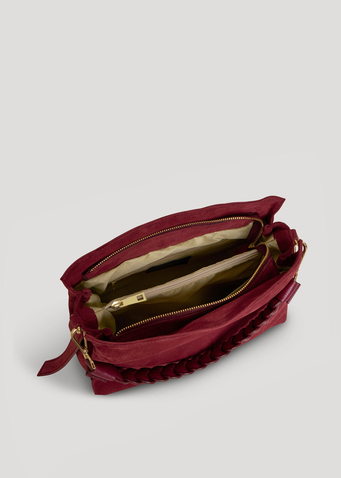 Braid Bag in Burgundy Suede and Dollar Leather