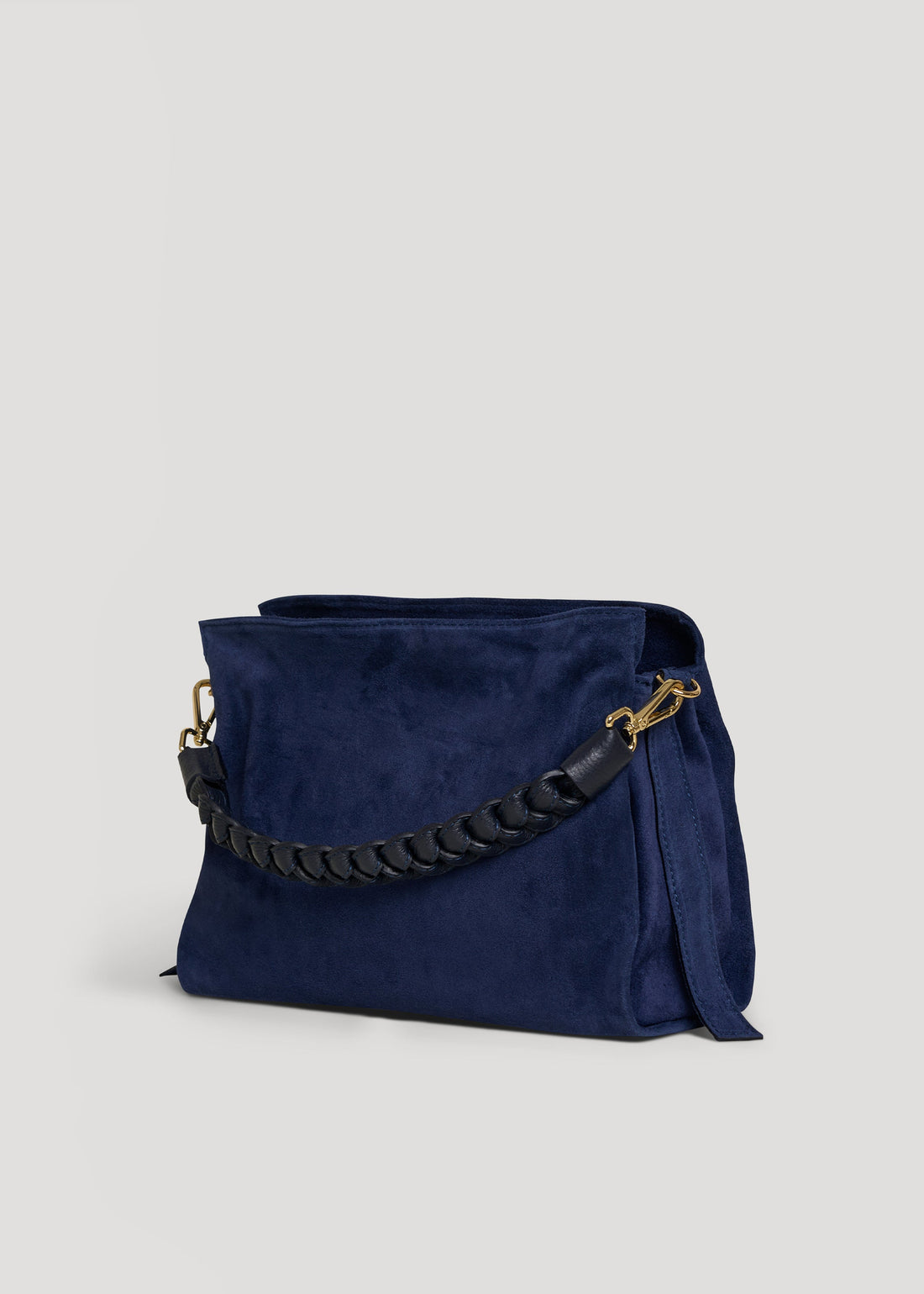 Braid Bag in Navy Blue Suede and Dollar Leather