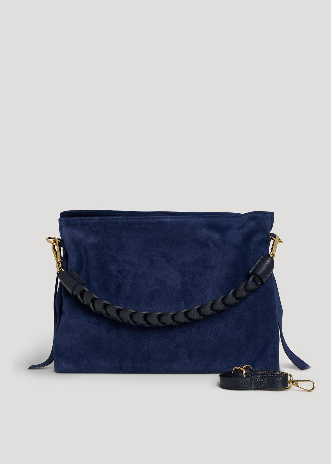 Braid Bag in Navy Blue Suede and Dollar Leather