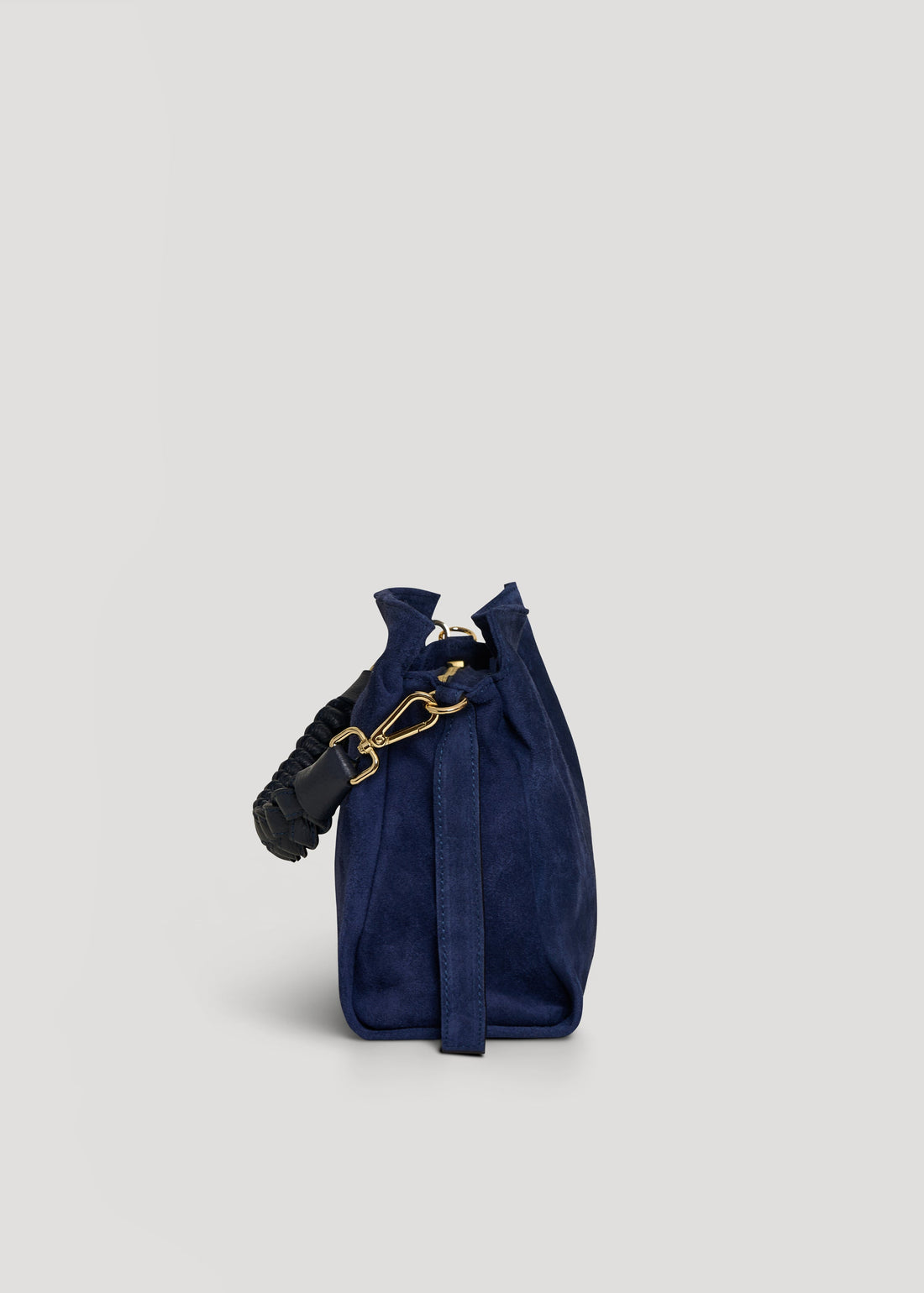 Braid Bag in Navy Blue Suede and Dollar Leather