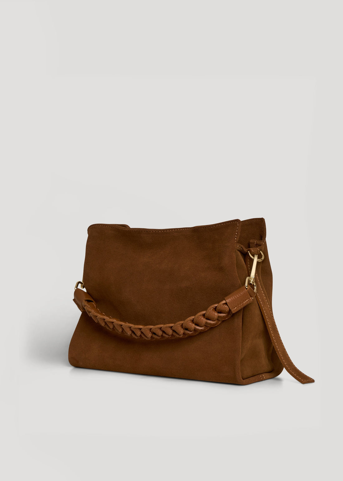 Braid Bag in Tan Suede and Dollar Leather
