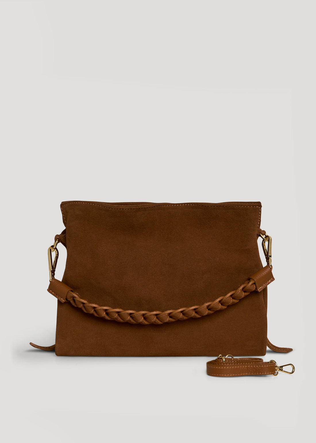 Braid Bag in Tan Suede and Dollar Leather
