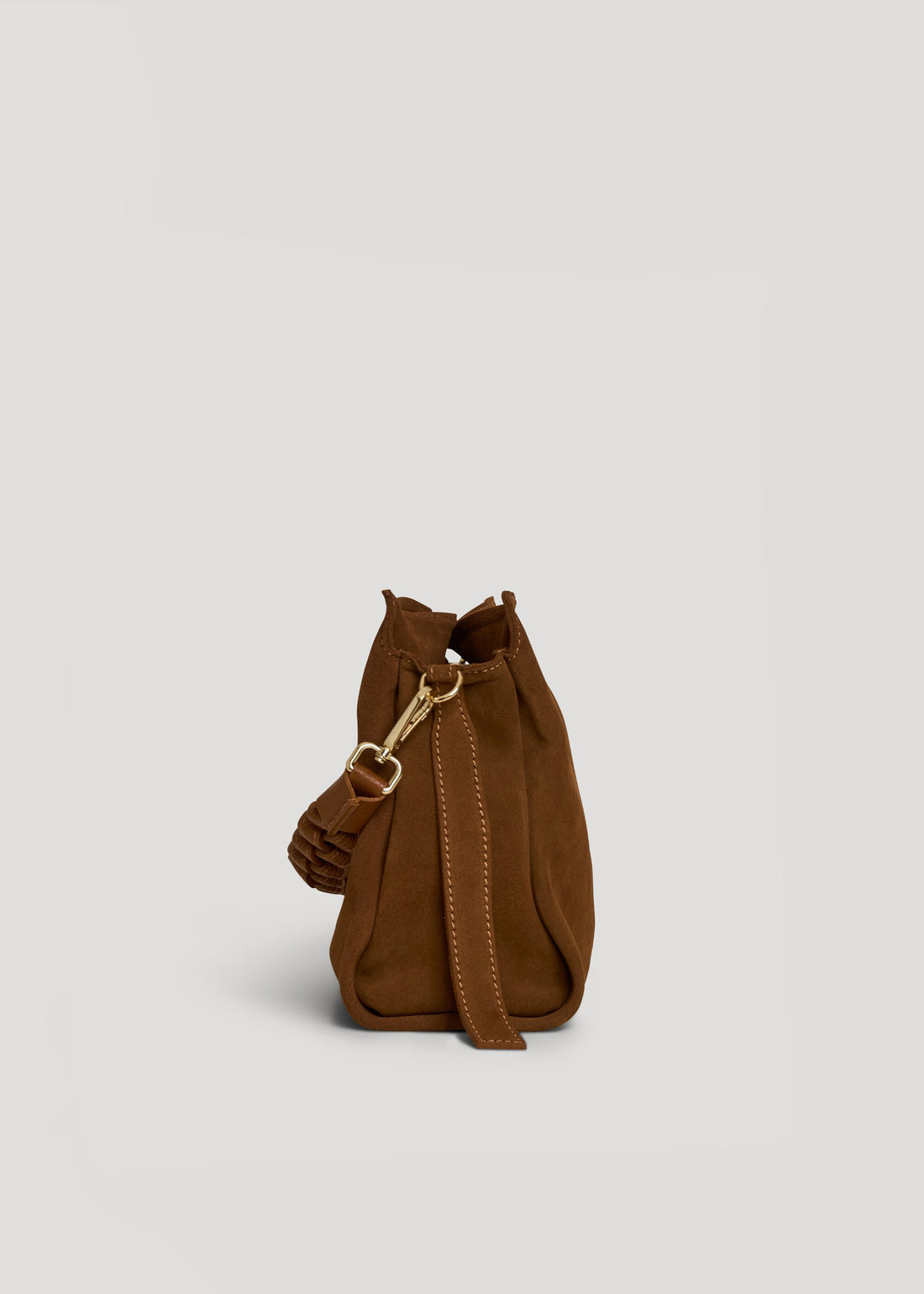 Braid Bag in Tan Suede and Dollar Leather