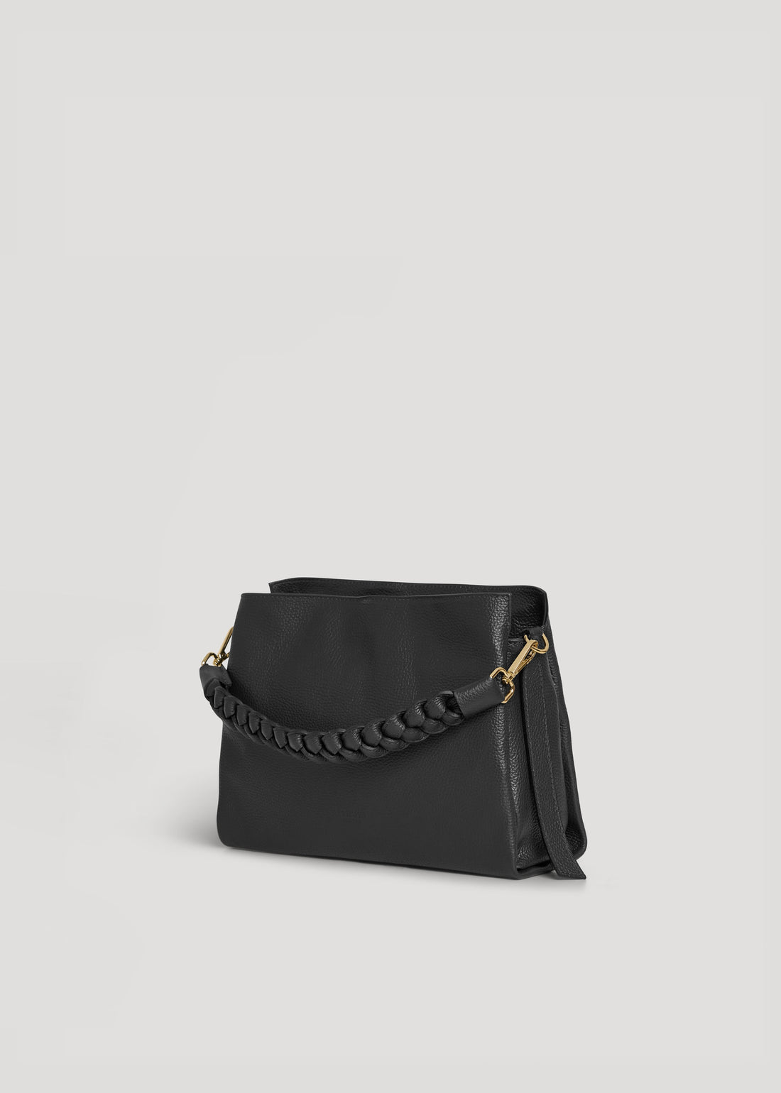 Braid Micro Bag in Black Dollar Leather