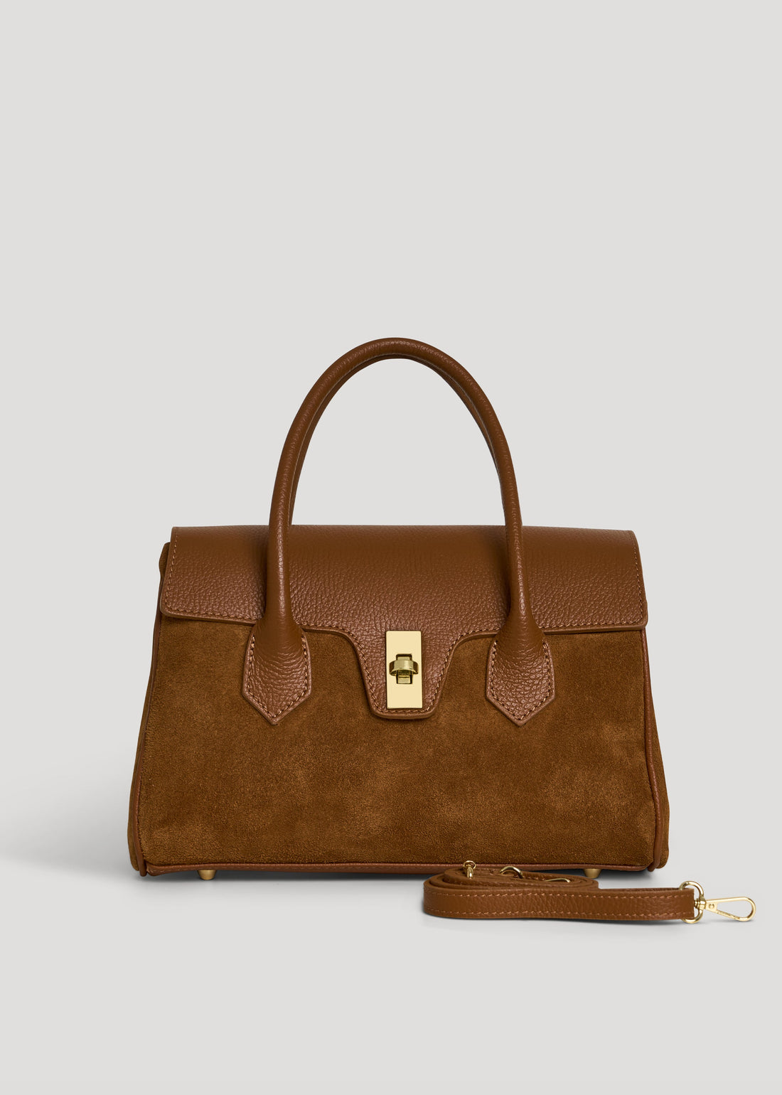 Cécile Bag in Tan Suede and Dollar Leather