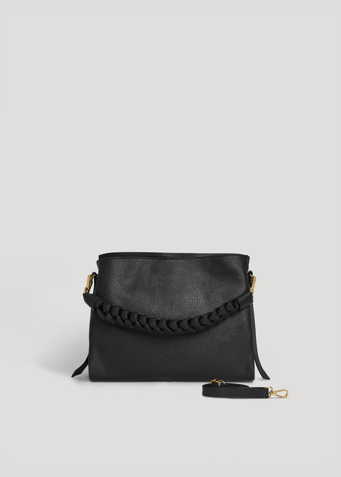 Braid Micro Bag in Black Dollar Leather