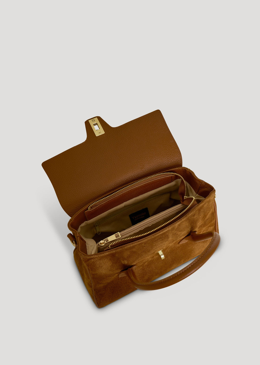 Cécile Bag in Tan Suede and Dollar Leather