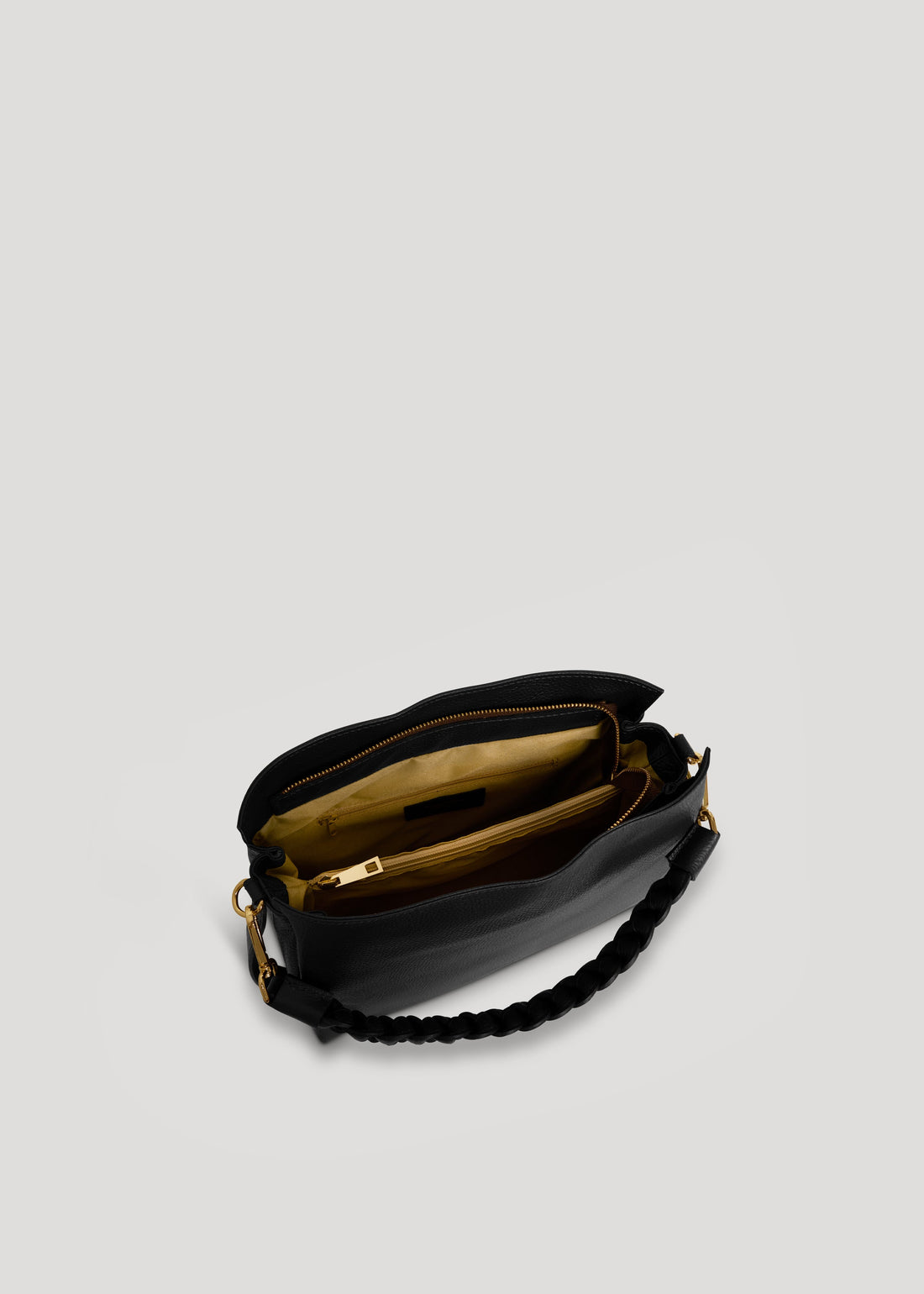 Braid Micro Bag in Black Dollar Leather