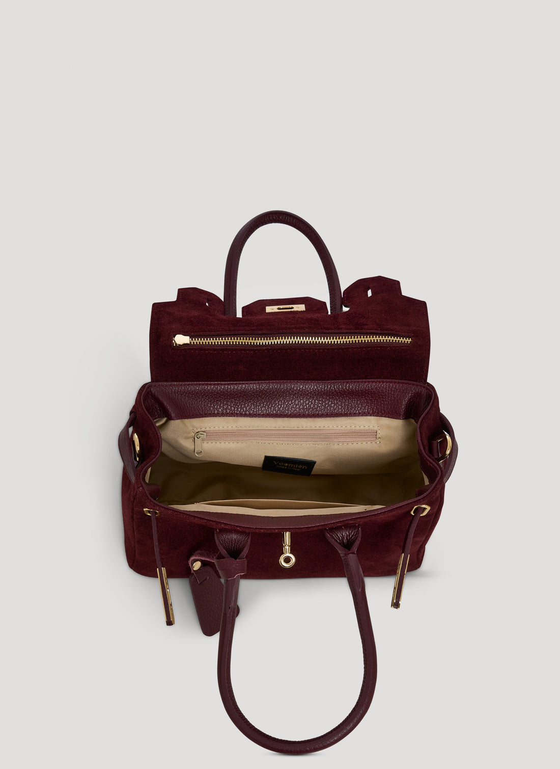 Elizabeth Micro Bag in Burgundy Suede and Togo Leather