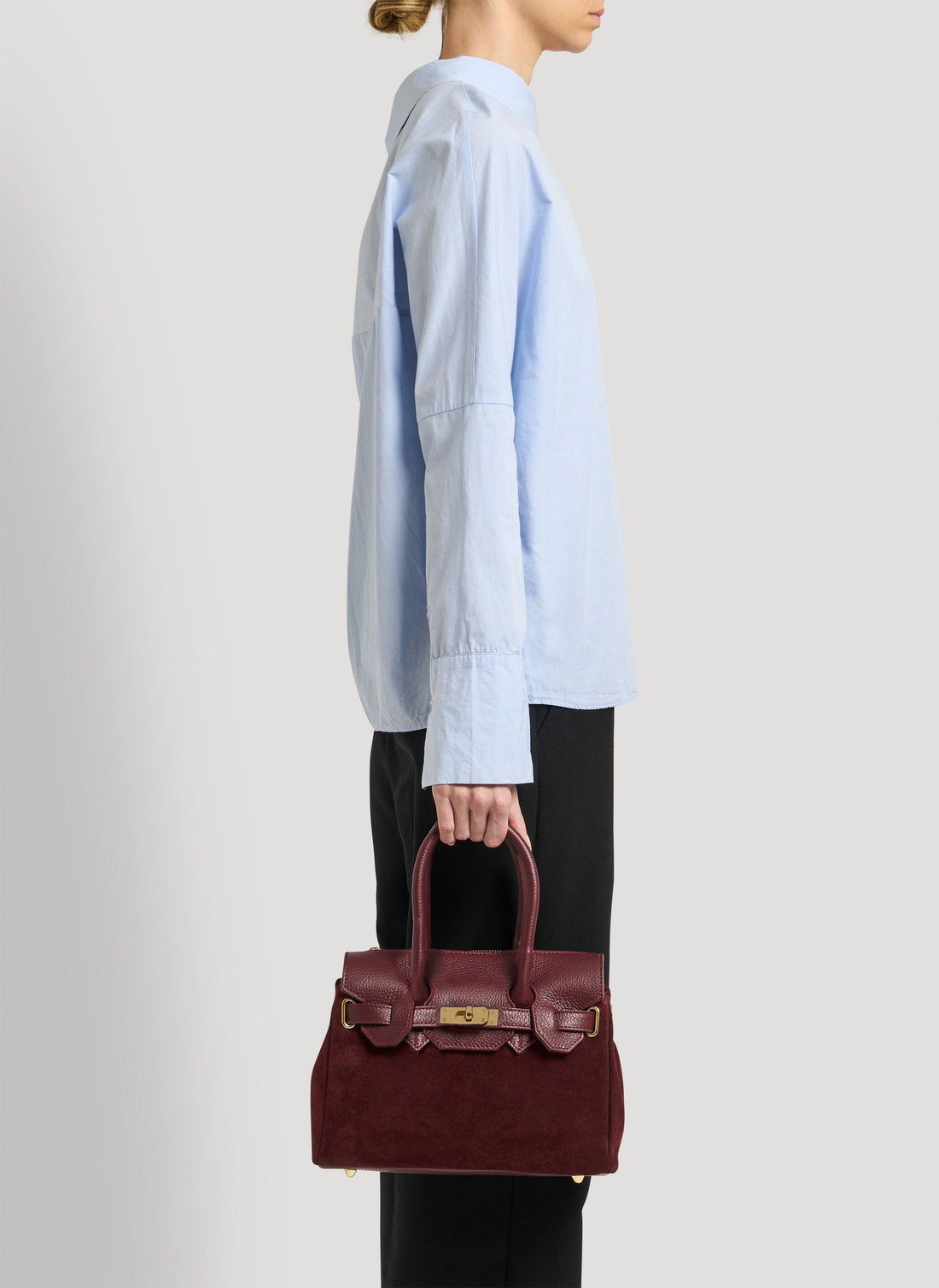 Elizabeth Micro Bag in Burgundy Suede and Togo Leather