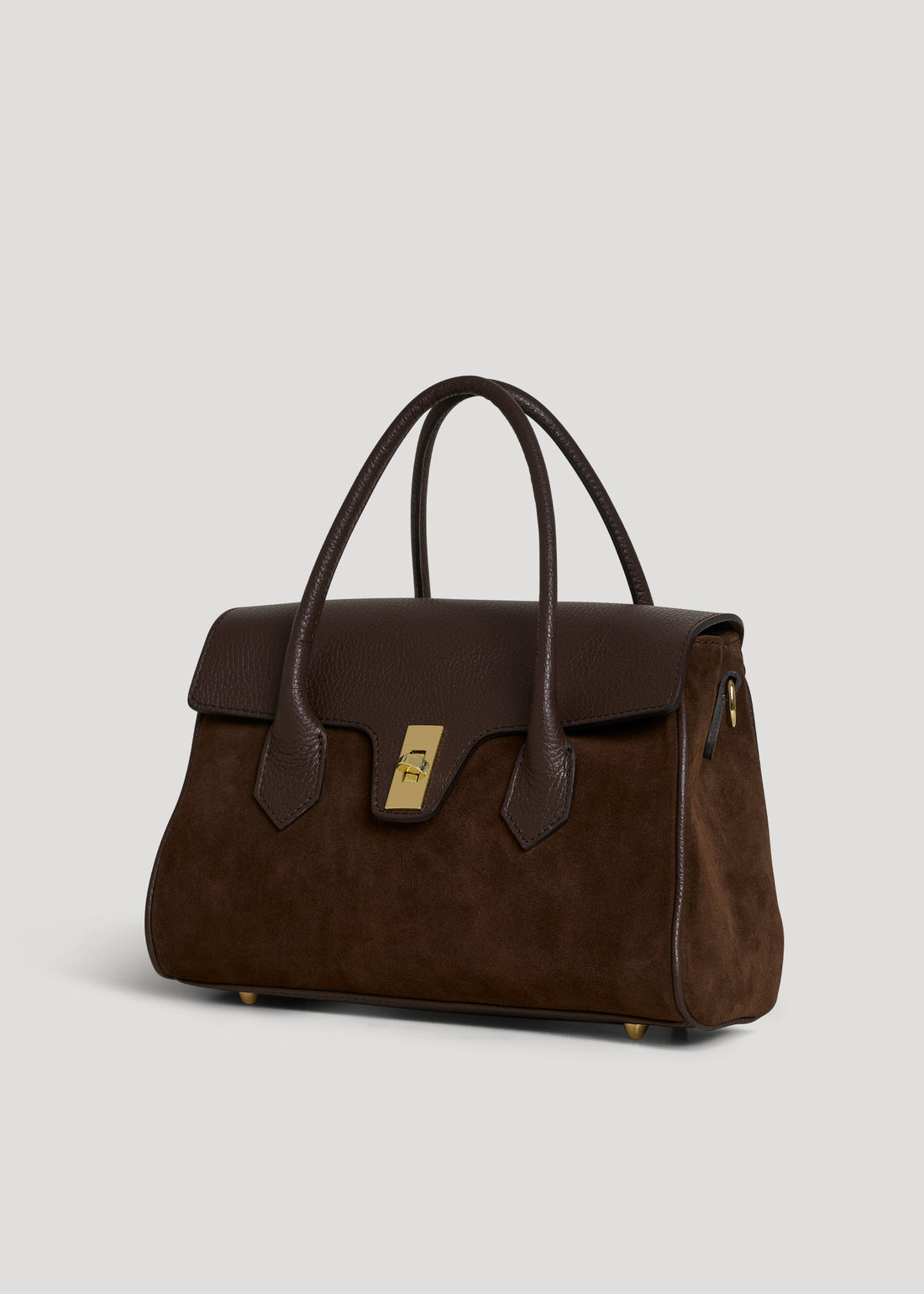 Cécile Bag in Dark Brown Suede and Dollar Leather