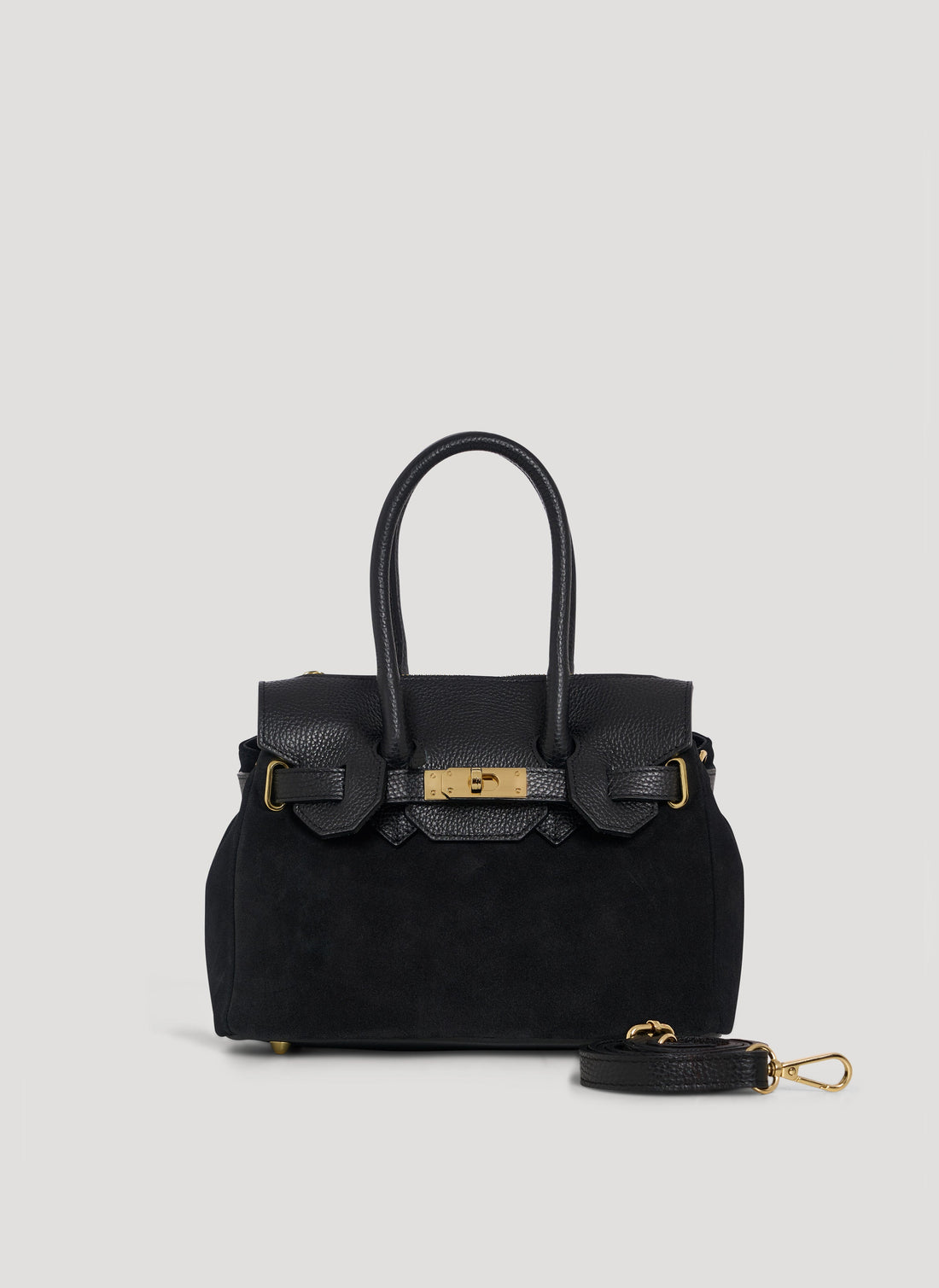 Elizabeth Micro Bag in Black Suede and Togo Leather