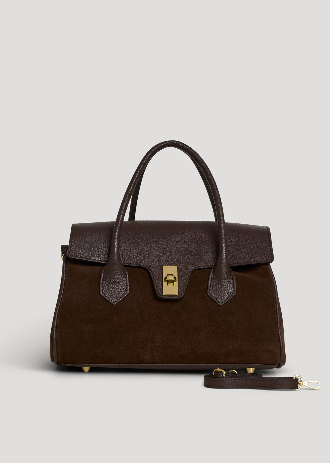 Cécile Bag in Dark Brown Suede and Dollar Leather