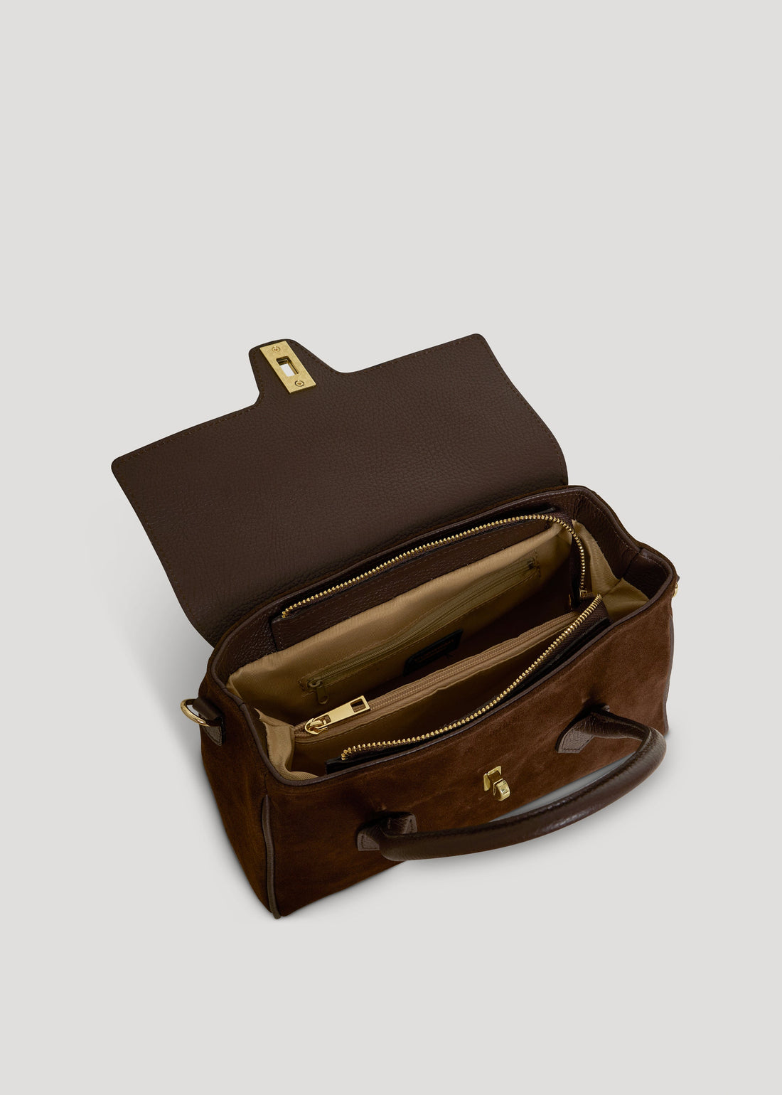 Cécile Bag in Dark Brown Suede and Dollar Leather
