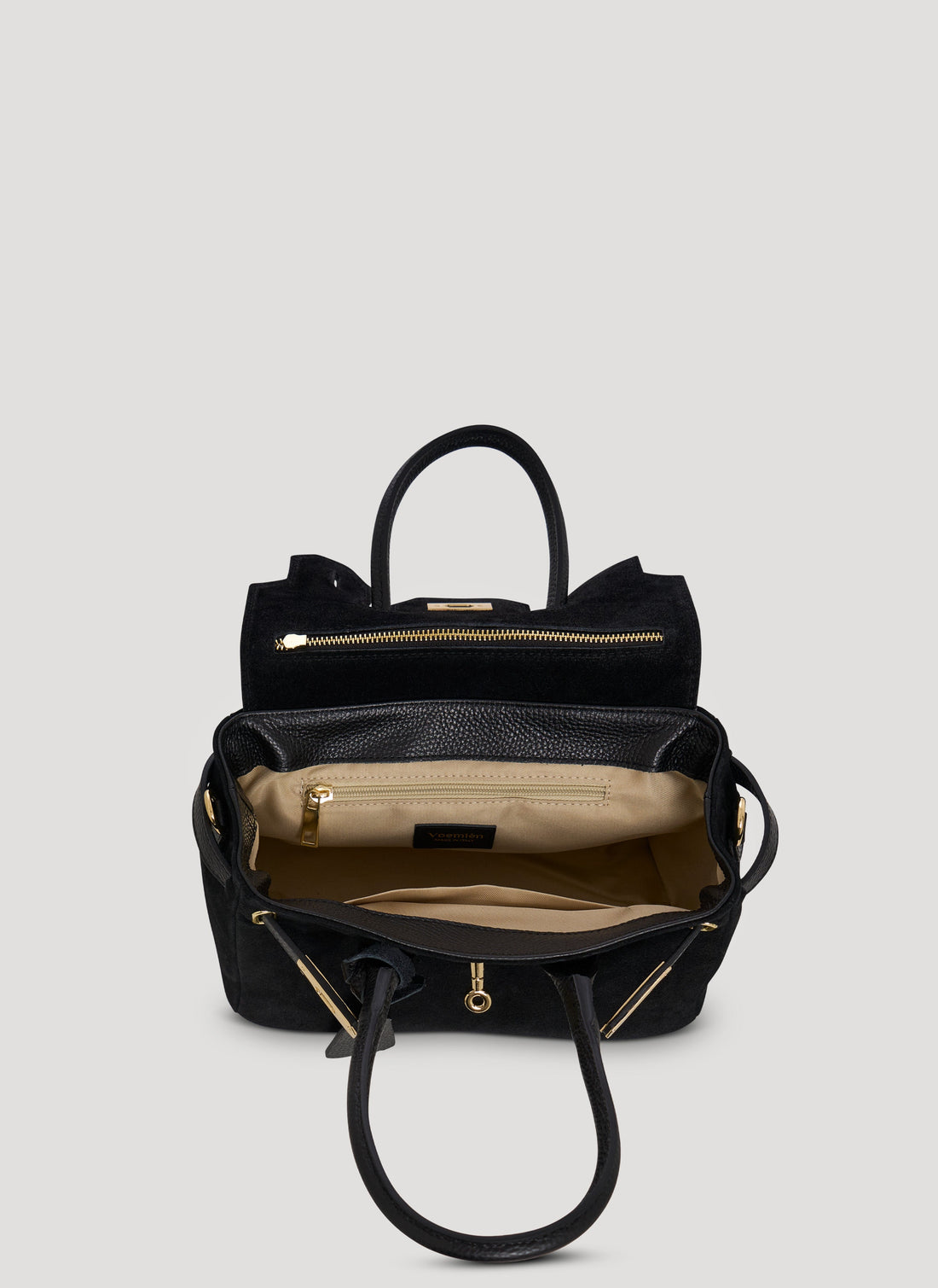 Elizabeth Micro Bag in Black Suede and Togo Leather