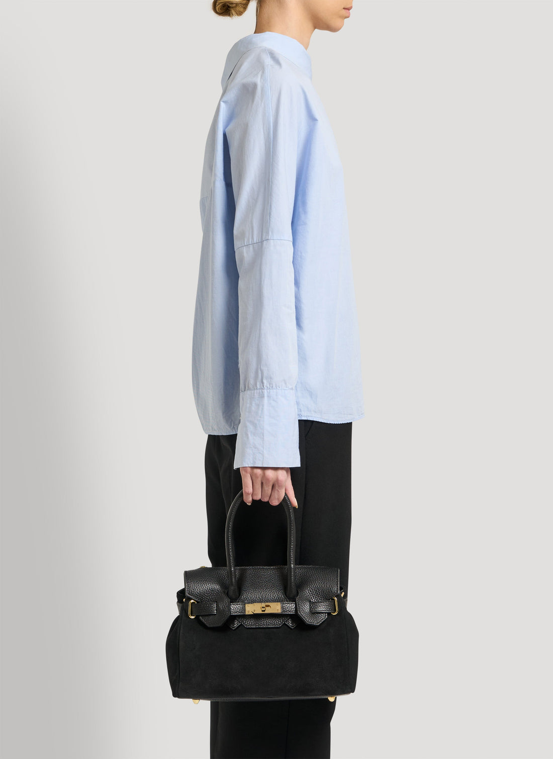 Elizabeth Micro Bag in Black Suede and Togo Leather