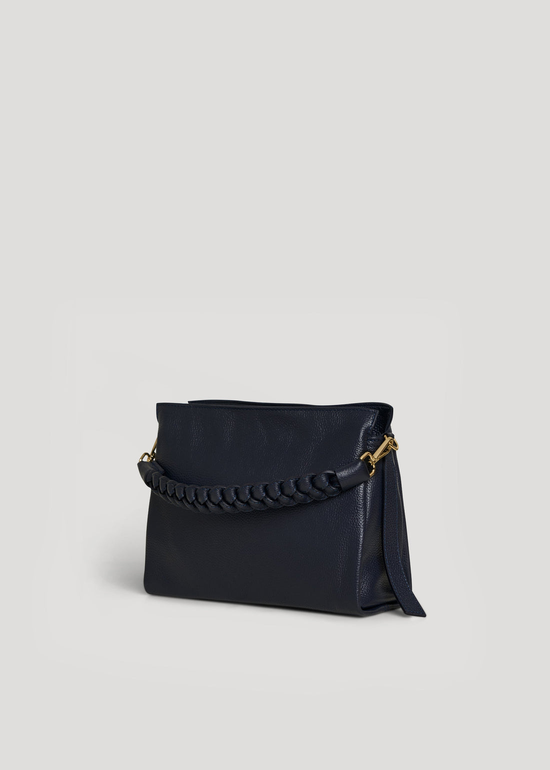Navy Blue Dollar Leather Braid Micro Bag