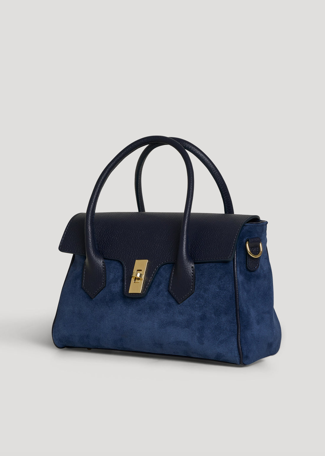 Cécile Bag in Navy Blue Suede and Dollar Leather