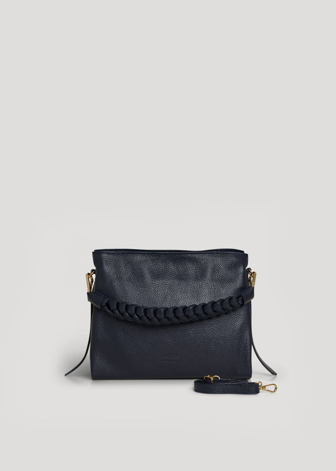 Navy Blue Dollar Leather Braid Micro Bag