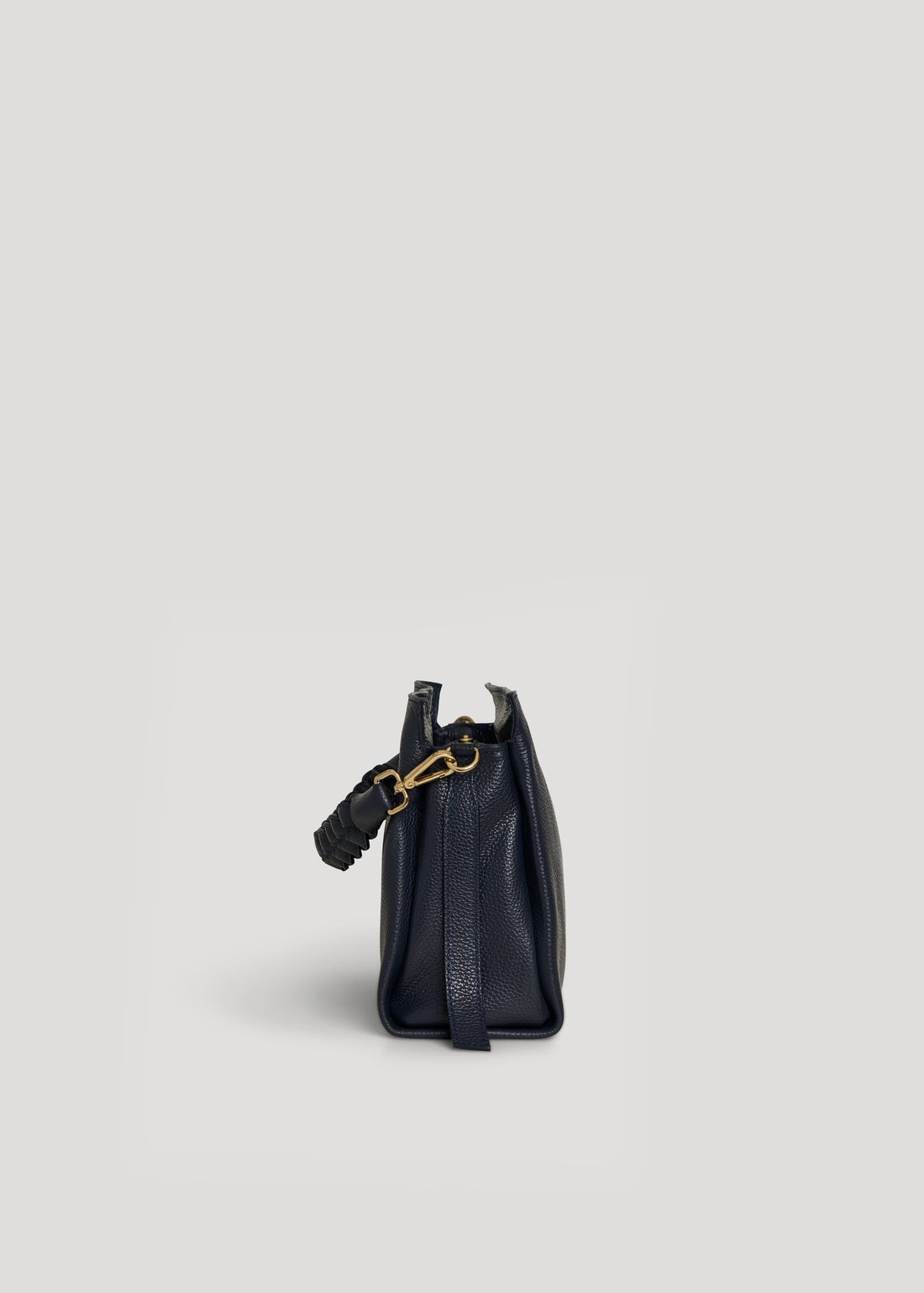 Navy Blue Dollar Leather Braid Micro Bag