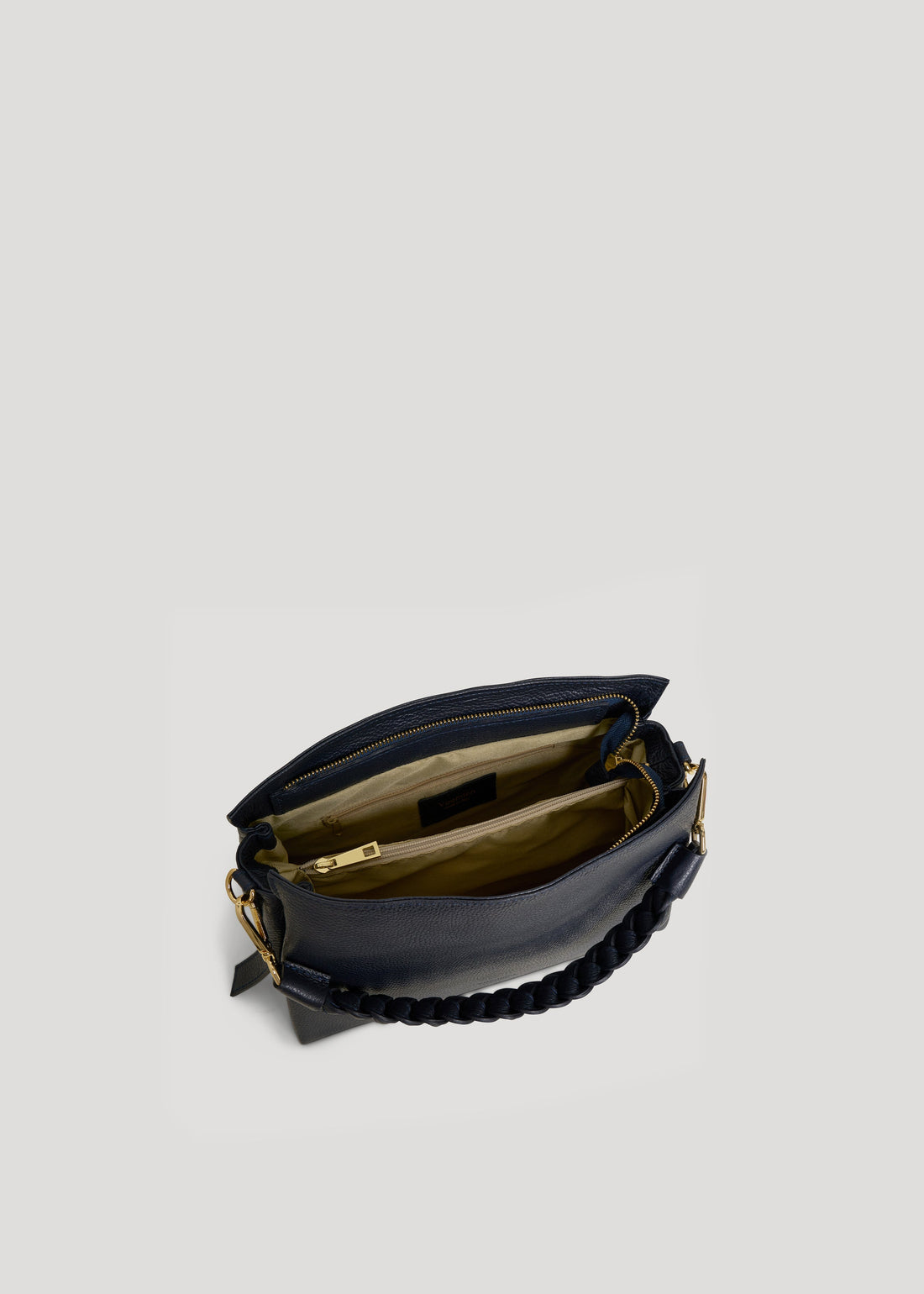 Navy Blue Dollar Leather Braid Micro Bag