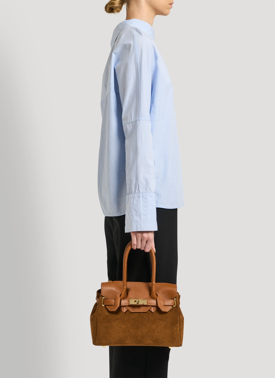 Elizabeth Micro Bag in Tan Suede and Togo Leather