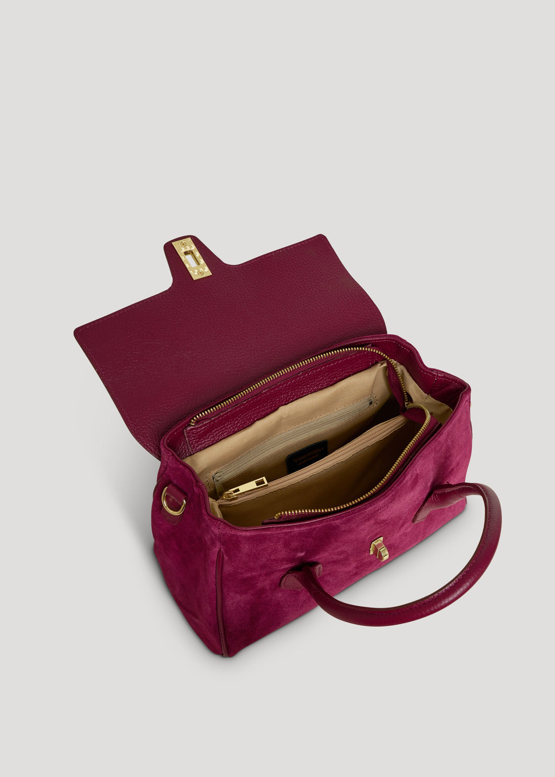 Cécile Bag in Burgundy Suede and Dollar Leather