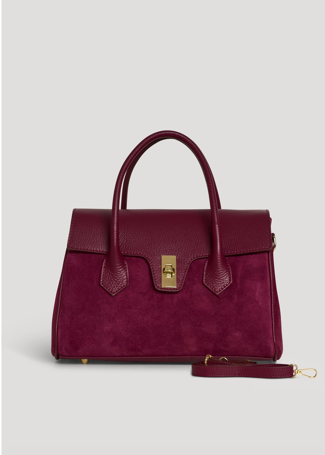 Cécile Bag in Burgundy Suede and Dollar Leather