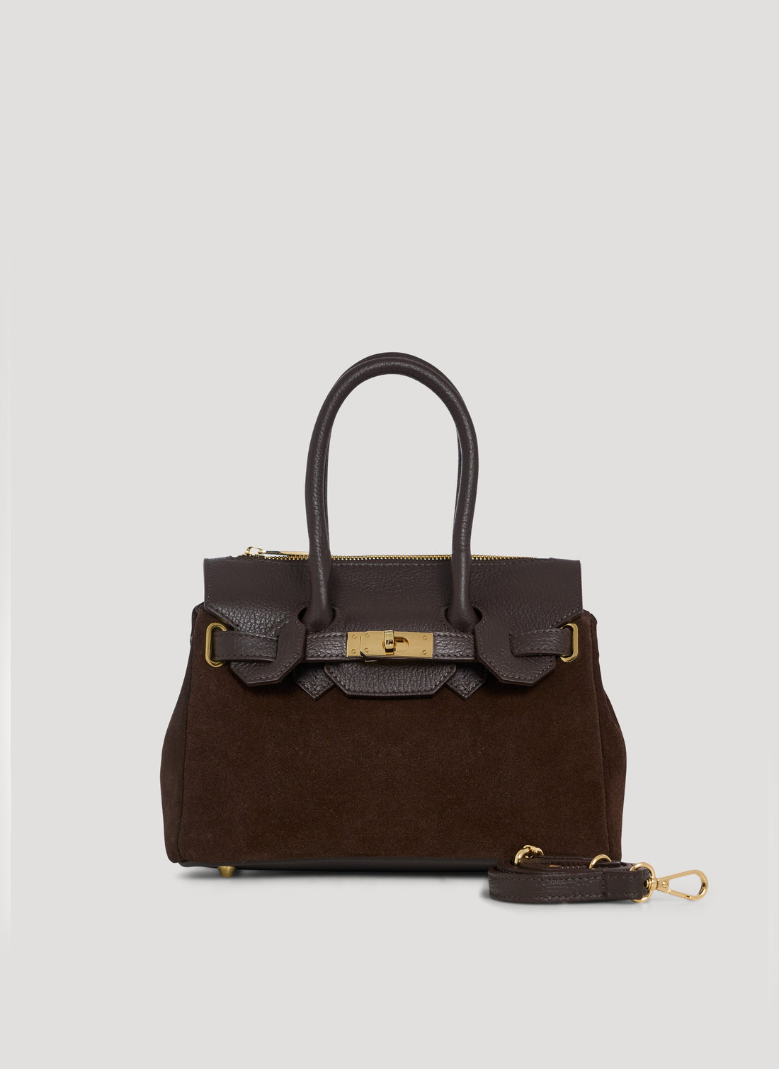 Elizabeth Micro Bag in Dark Brown Suede and Togo Leather