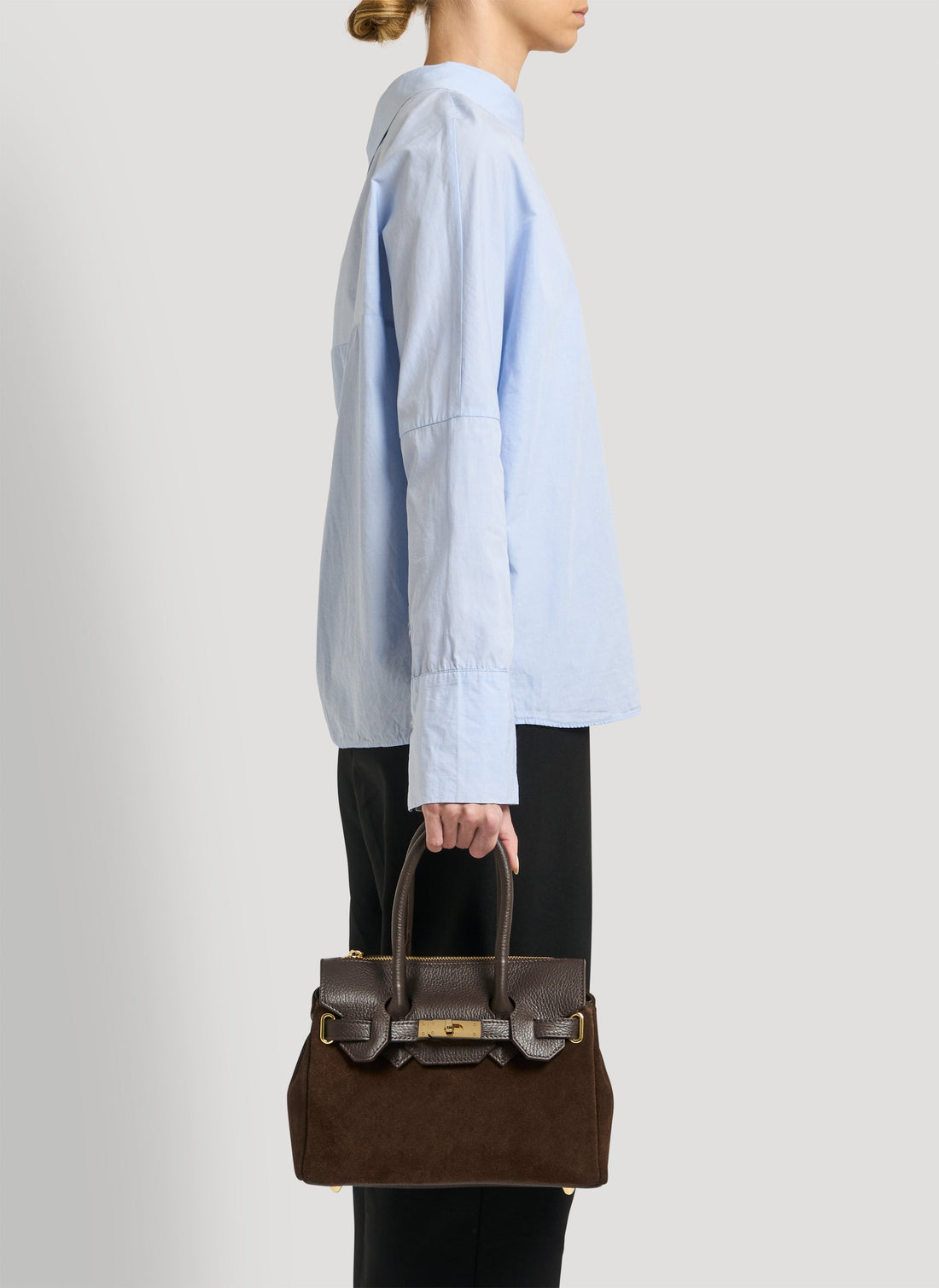 Elizabeth Micro Bag in Dark Brown Suede and Togo Leather