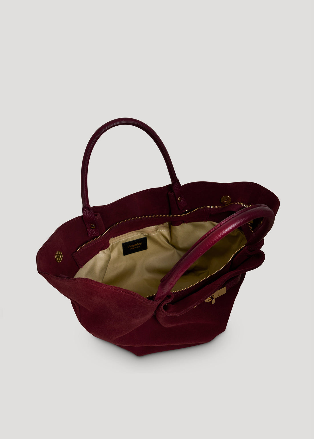 Charlène Bag in Burgundy Suede and Togo Leather