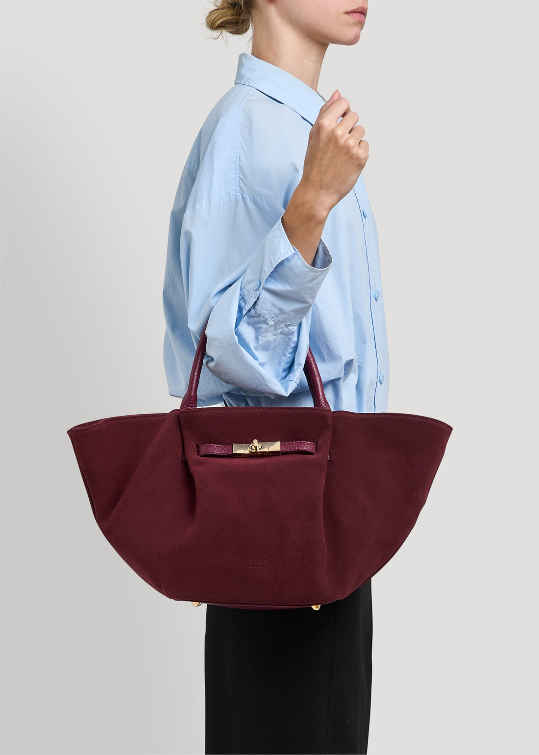 Charlène Bag in Burgundy Suede and Togo Leather