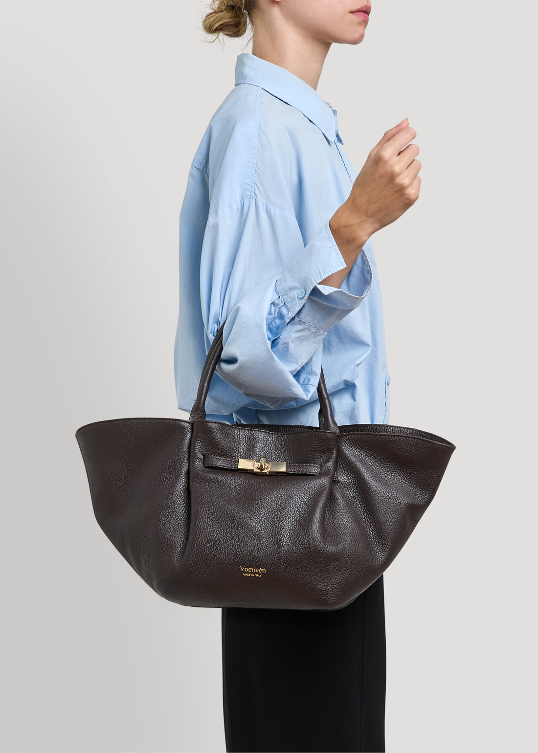 Charlène Bag in Dark Brown Togo Leather
