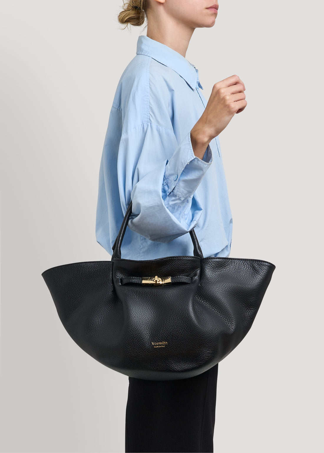 Charlène Bag in Black Togo Leather