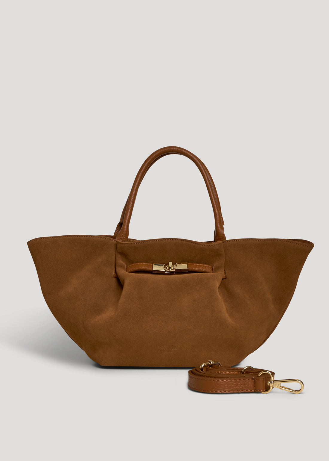 Charlène Bag in Tan Suede and Togo Leather