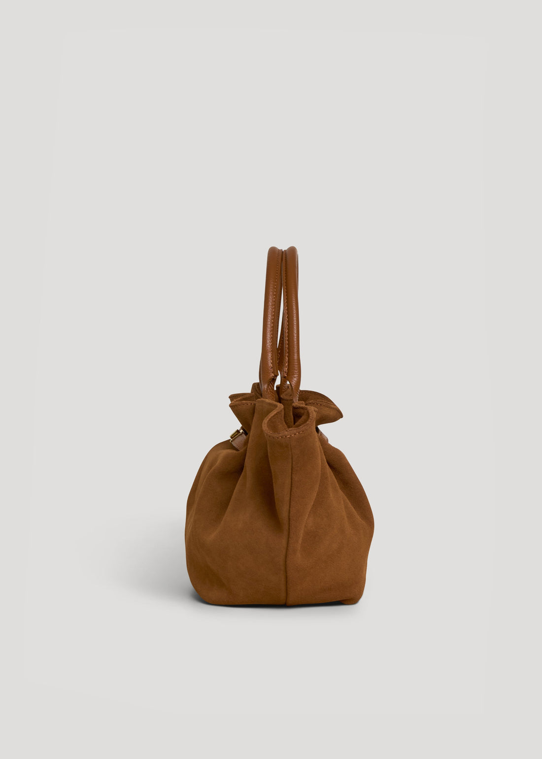 Charlène Bag in Tan Suede and Togo Leather