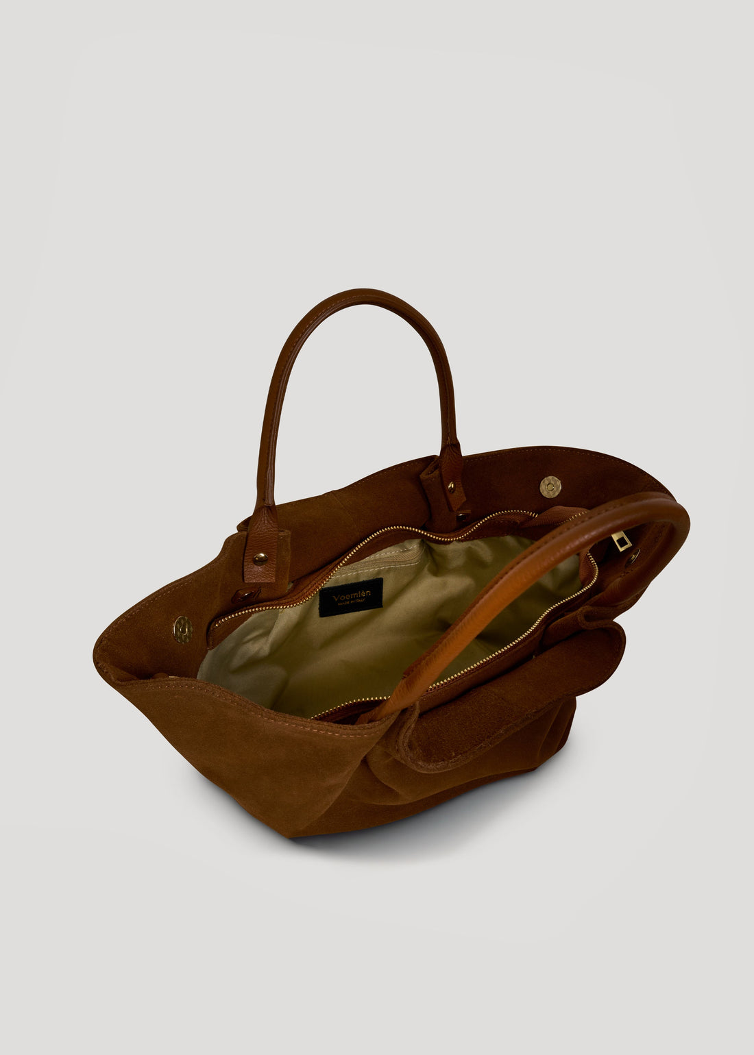 Charlène Bag in Tan Suede and Togo Leather