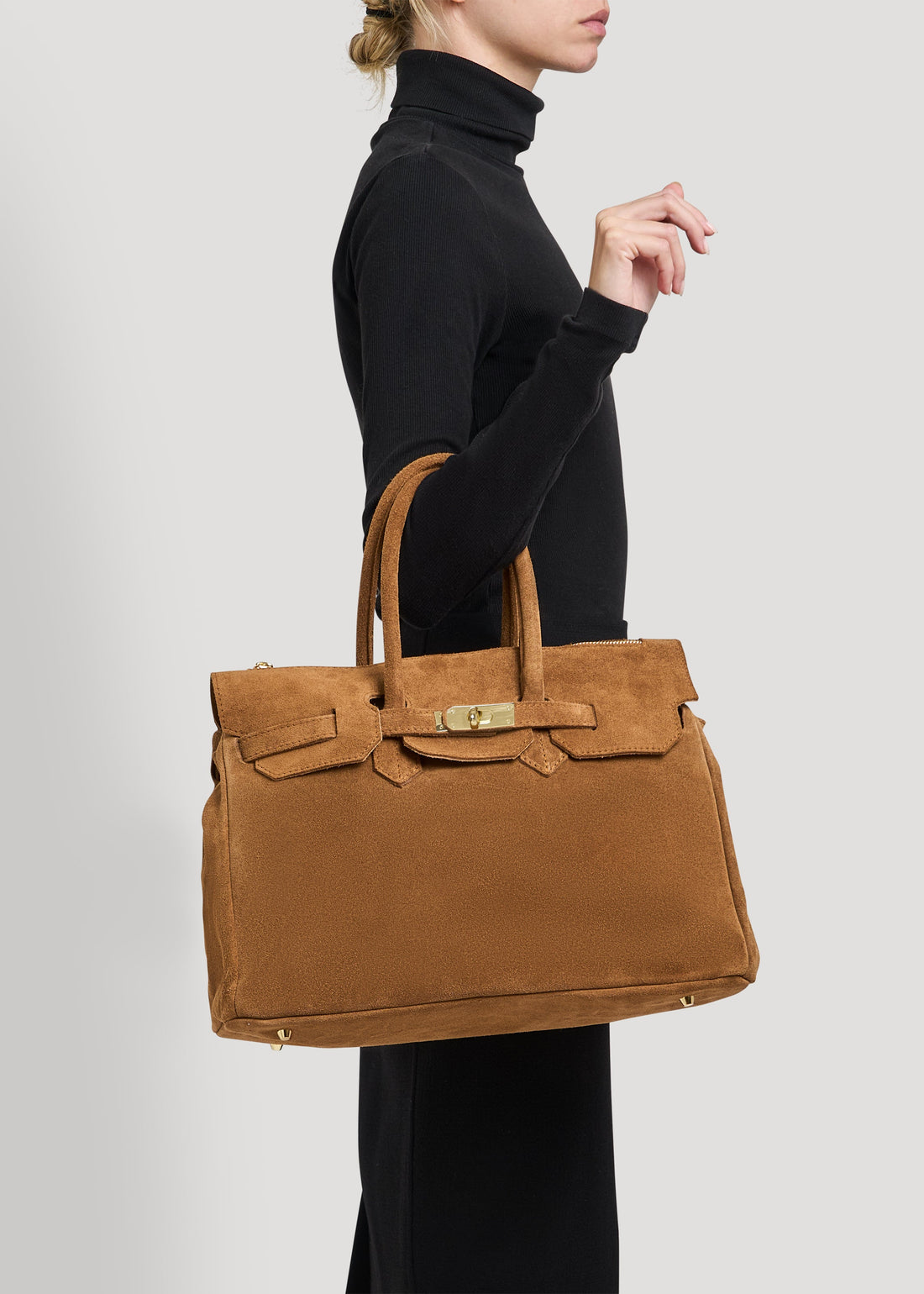 Elizabeth Bag in Tan Suede Leather and Togo Leather