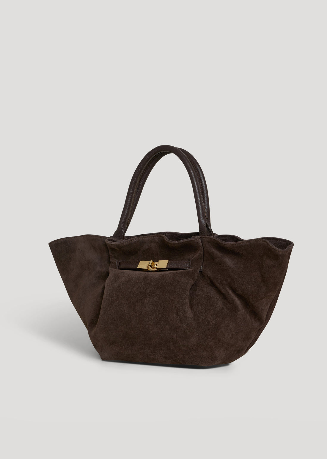 Charlène Bag in Dark Brown Suede and Togo Leather