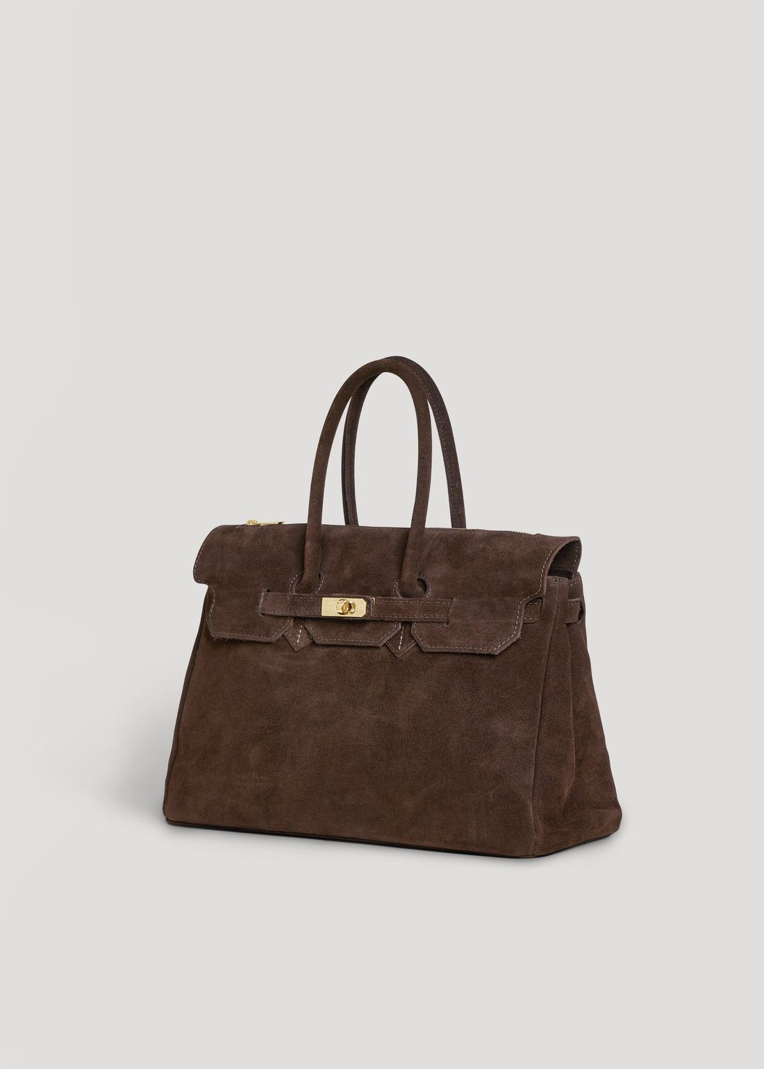 Elizabeth Bag in Dark Brown Suede and Togo Leather