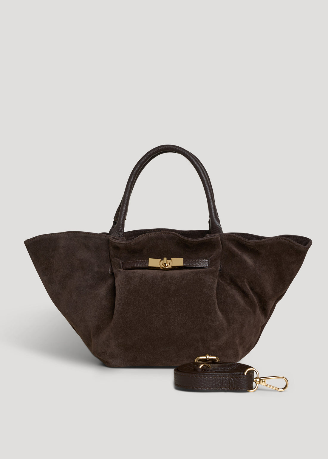 Charlène Bag in Dark Brown Suede and Togo Leather
