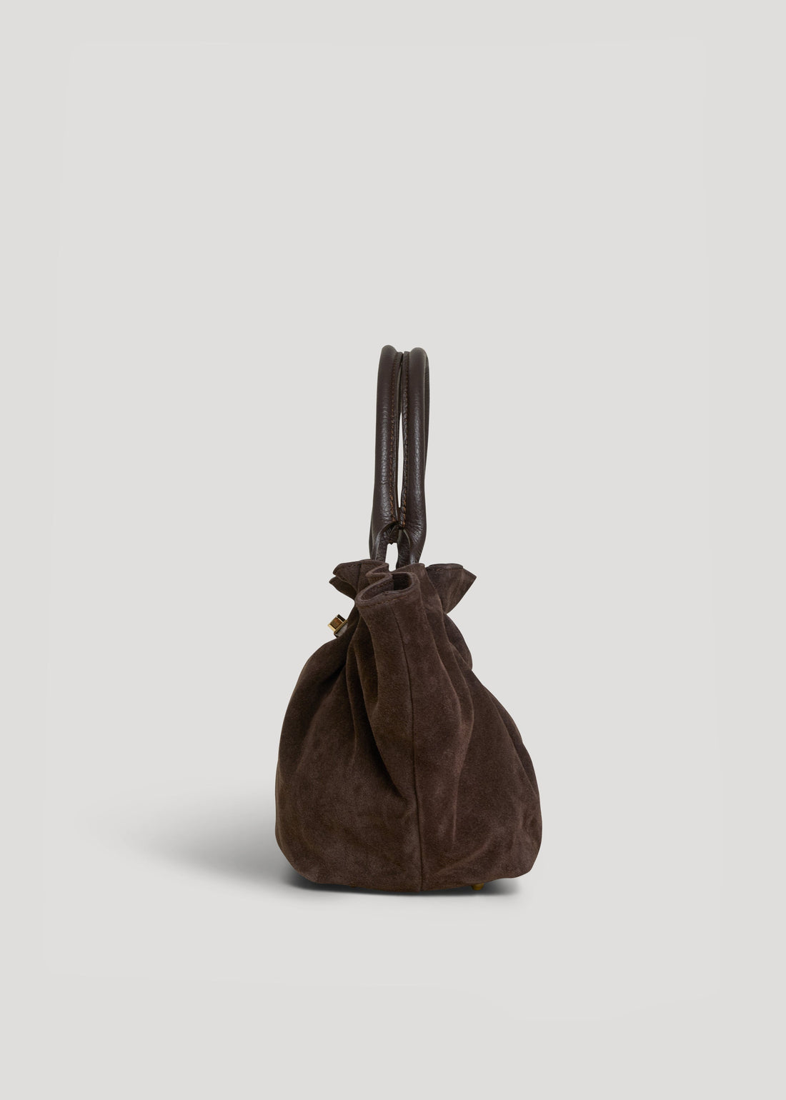Charlène Bag in Dark Brown Suede and Togo Leather