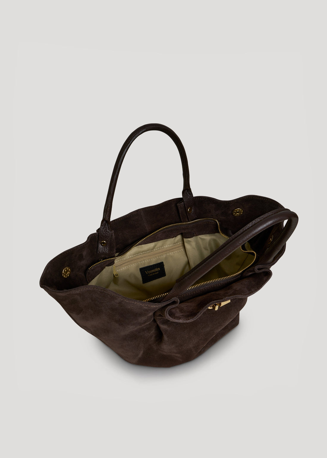 Charlène Bag in Dark Brown Suede and Togo Leather