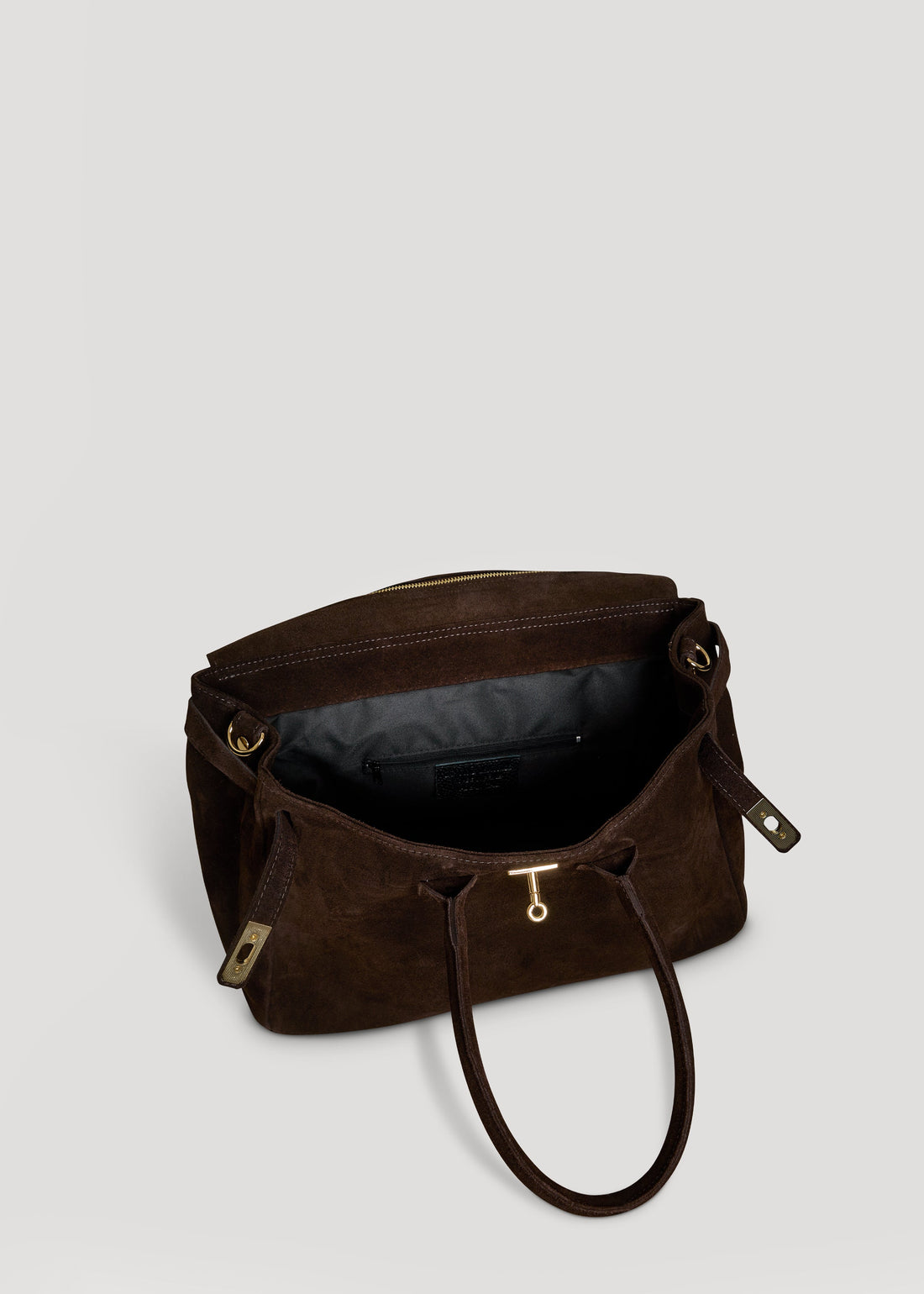 Elizabeth Bag in Dark Brown Suede and Togo Leather