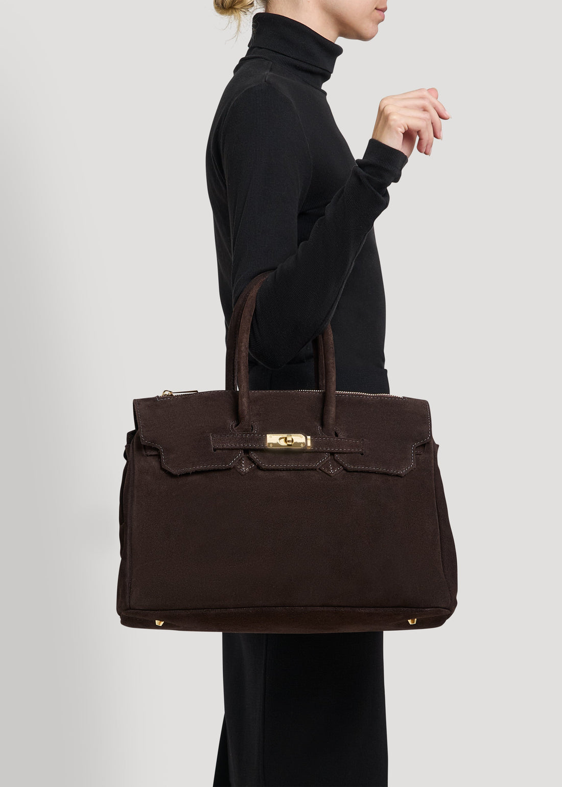 Elizabeth Bag in Dark Brown Suede and Togo Leather